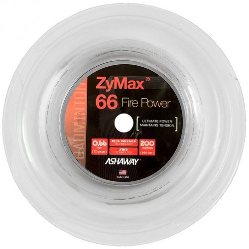 Badmintonový výplet ASHAWAY ZyMax 66 Fire Power - Barva: bílá, Délka: 10 m